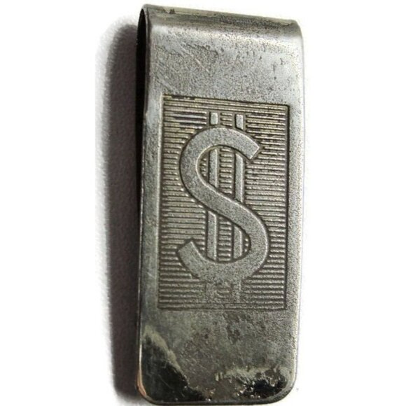 Dollar $ Sign Money Clip Stainless Steel Wallet Credit Card Cash Vintage Wear - Picture 2 of 6
